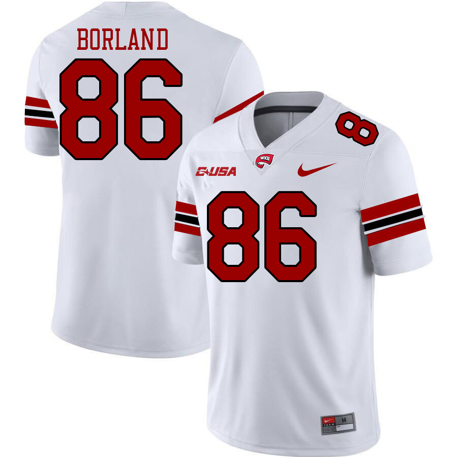 Western Kentucky Hilltoppers #86 Trevor Borland College Football Jerseys Stitched Sale-White Western Kentucky Hilltoppers #86 Trevor Borland College Football Jerseys Stitched Sale-White